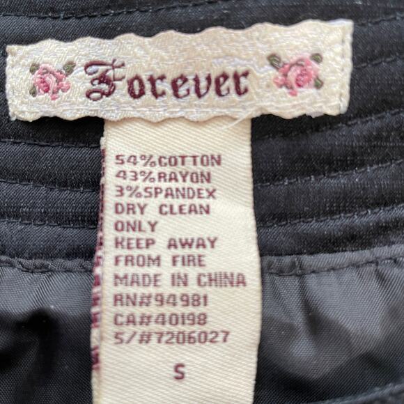 FOREVER Black Blazer Button Down Swing Cropped 1/2 Sleeve Jacket S - Picture 9 of 11